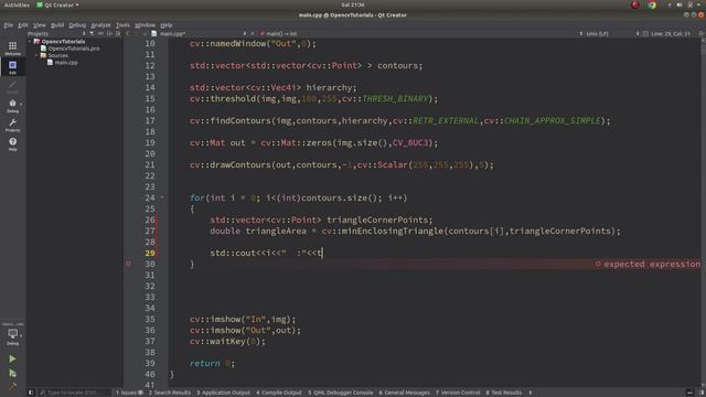 OPENCV & C++ TUTORIALS - 45 | minEnclosingTriangle() | Draw the minimum triangle around a contour смотреть онлайн