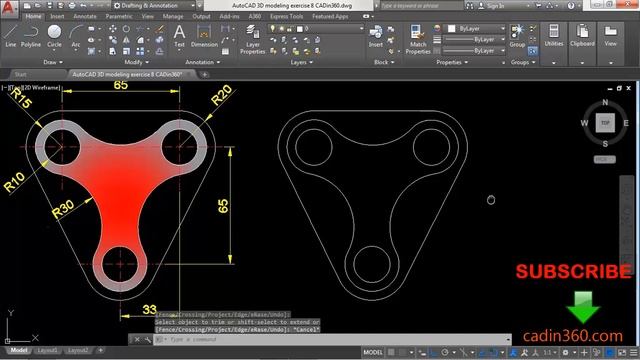 AUTOCAD 2D PRACTICE DRAWING EXERCISE 7 BASIC TUTORIAL FOR BEGINNERS смотреть онлайн