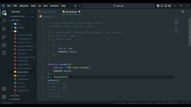 What is Variable Scope in javascript | | JavaScript Tutorial in Hindi #3 | @thecodecollege смотреть онлайн