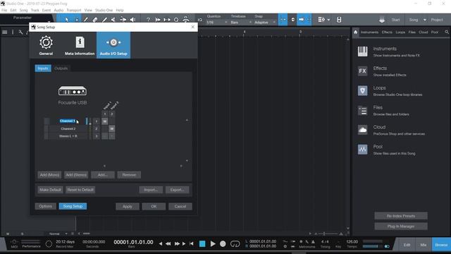 Focusrite 2i2 In Studio One Pro 4