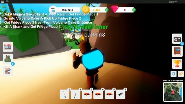 Roblox Fishing Simulator Refrigerator Quest Codes Volcano How To Get Lava Rod Gems Level Up Fast Ju смотреть онлайн