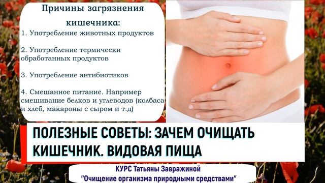 Зачем очищать кишечник Видовая пища Полезные видео Татьяны Завражиной смотреть онлайн