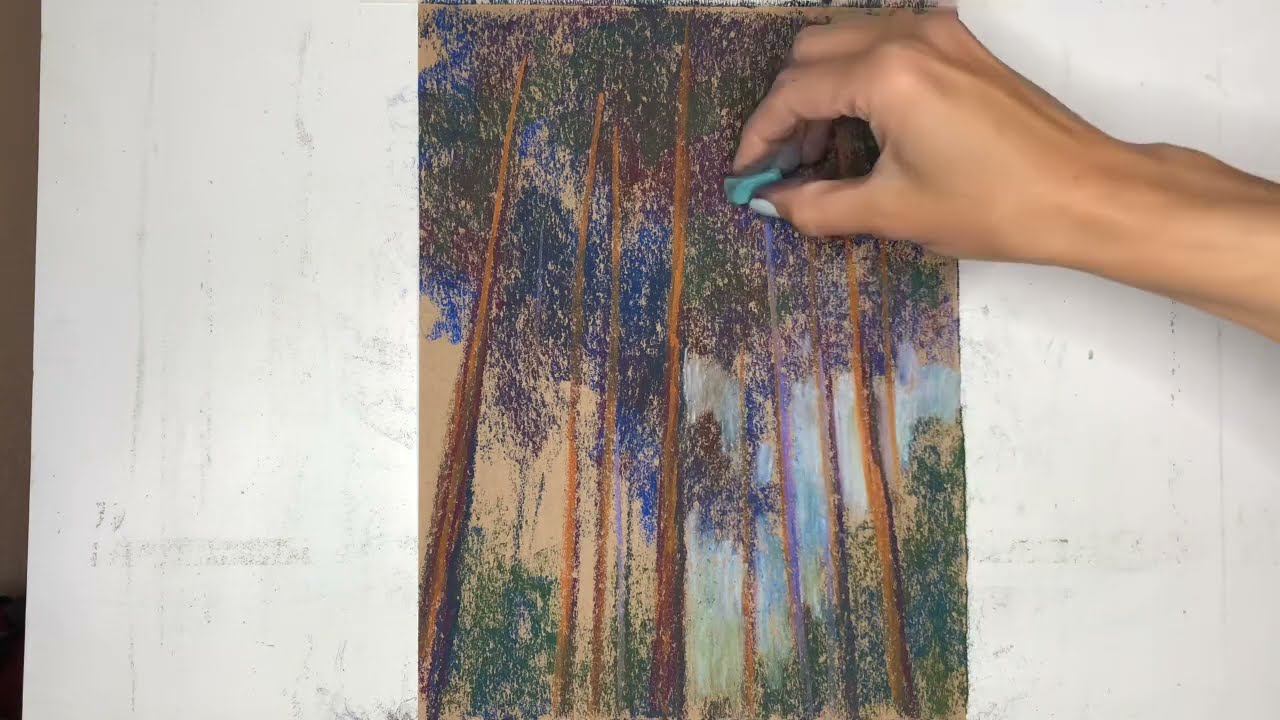 HOW TO DRAW PINE WITH SOFT PASTELS/ Как Нарисовать Деревья Сухой Пастелью смотреть онлайн