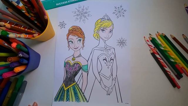 Elsa and Anna. Frozen. Draw with pencils. Холодное сердце. Эльза и Анна. Раскраска смотреть онлайн