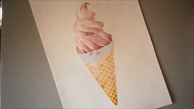 Как нарисовать мороженое акварелью. Подробный видео-урок. Видео процесса смотреть онлайн