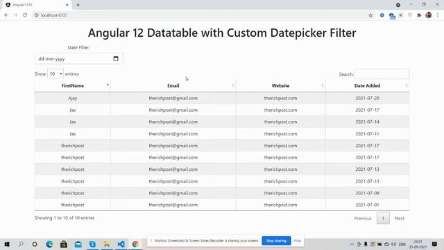 Angular 12 Datatable with custom DatePicker Filter смотреть онлайн