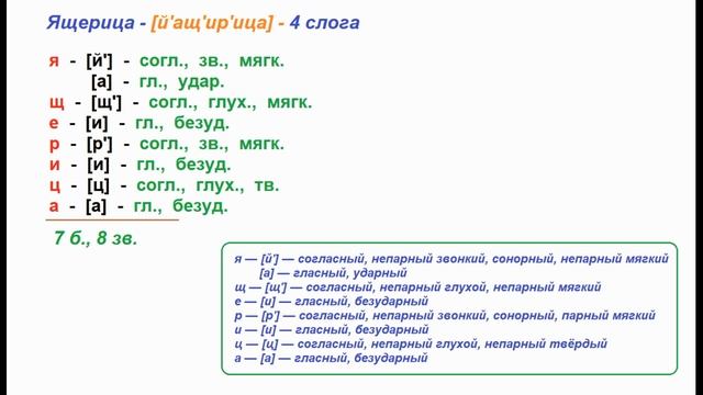 Звуко – буквенный (фонетический) разбор к слову ящерица смотреть онлайн