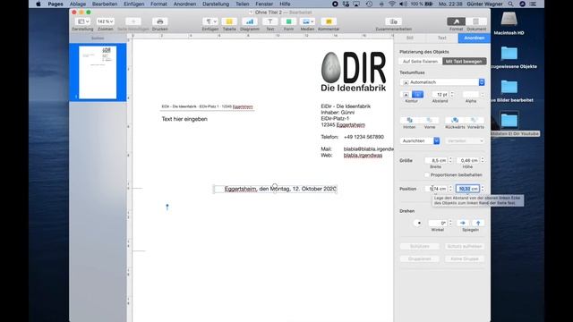 Mac Tutorial Pages deutsch: Briefbogen nach DIN 5008 mit unterschiedlichen Rändern durch einen Tric смотреть онлайн