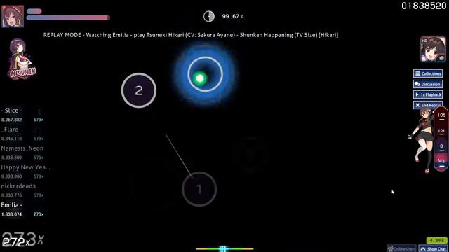 (osu!) Tsuneki Hikari (CV: Sakura Ayane) - Shunkan Happening (TV Size) [Hikari] 98.95% FC! смотреть онлайн