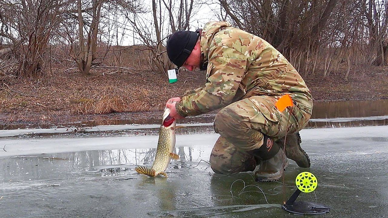 ЖЕРЛИЦЫ. РЫБАЛКА НА ЩУКУ. ОСТАВИЛИ ЖЕРЛИЦЫ НА НОЧЬ. Зимняя рыбалка. Последний лёд. смотреть онлайн