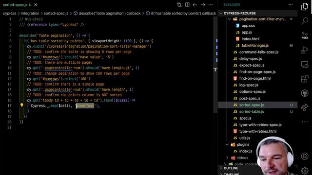 Cypress.io Testing a Paginated Table Example смотреть онлайн