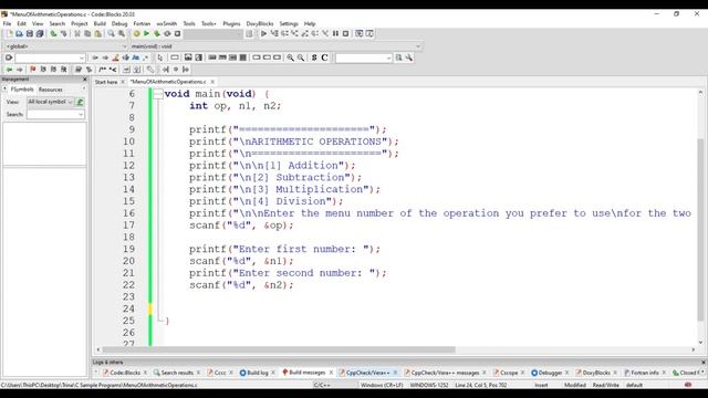 Menu of Arithmetic Operations | C Programming Tutorial смотреть онлайн