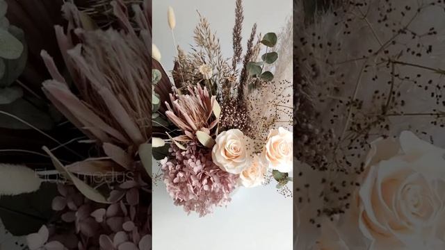 Интерьерная композиция из сухоцветов и стабилизированных цветов смотреть онлайн