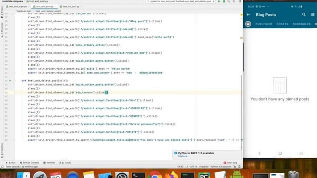 Appium Python Tutorial: WordPress Android app Delete Post Test Case #34 смотреть онлайн