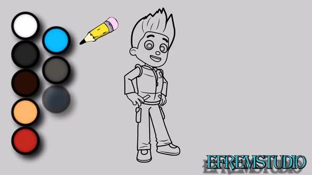 Раскраска Щенячий Патруль Райдер. Рисуем вместе. Coloring book PAW Patrol Ryder. Drawing together. смотреть онлайн