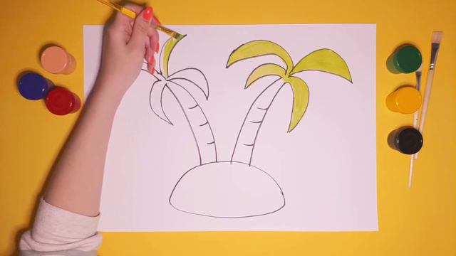 Island with palms Cartoon Drawing, Painting and Coloring for Kids, Toddlers смотреть онлайн