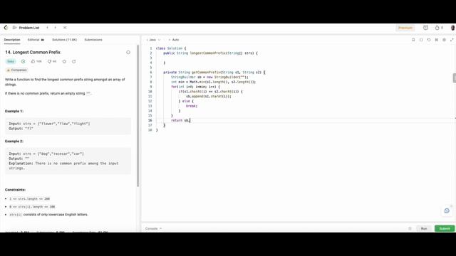 Amazon Programming Interview Question | Longest Common Prefix | Java | O(n*k) Solution смотреть онлайн