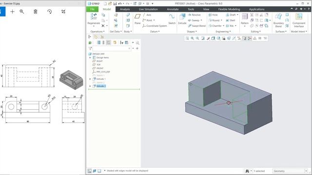 PTC Creo Parametric 9.0 Part Design Tutorial For Beginner смотреть онлайн