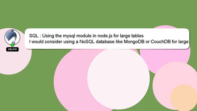 SQL : Using the mysql module in node.js for large tables смотреть онлайн