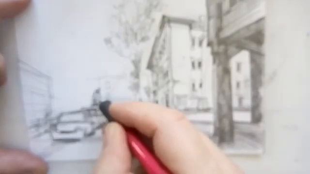 Рисунок городского пейзажа (скетч). Онлайн рисование смотреть онлайн
