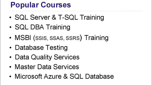 SQL Server, SQL DBA and MSBI Trainings @ SQL School смотреть онлайн