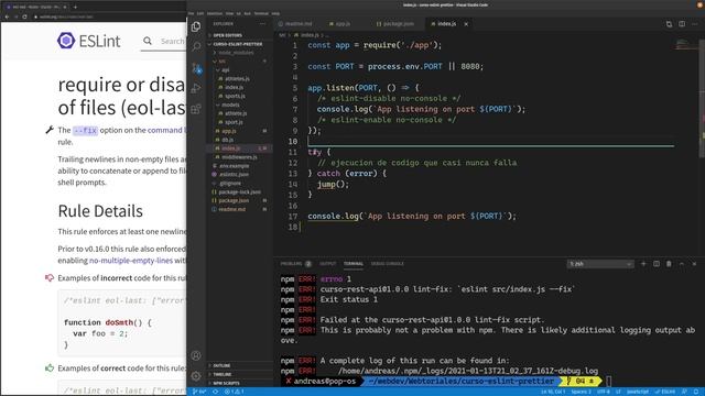 Cómo arreglar errores reportados por ESLint - Curso de ESLint y Prettier #04 смотреть онлайн
