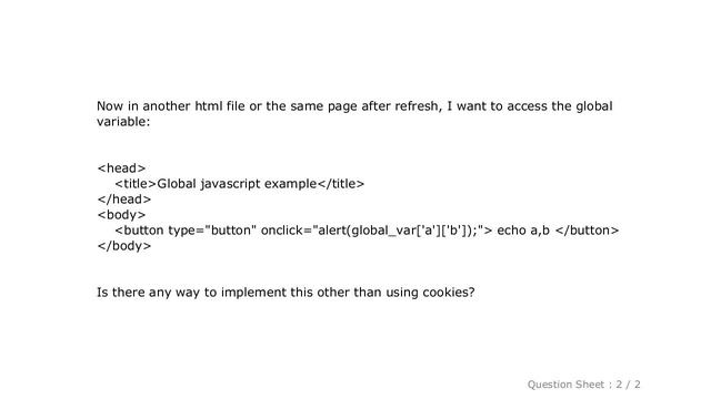 HTML : Set javascript global variables across multiple pages смотреть онлайн