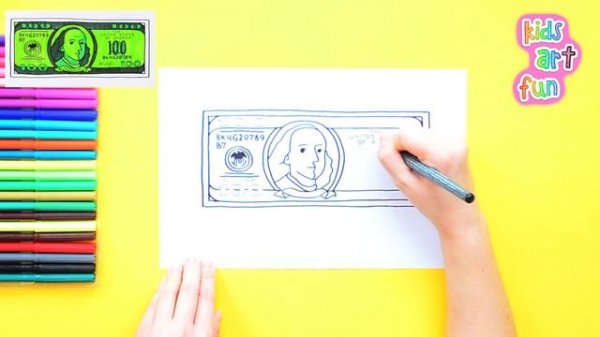How to draw money - 100 dollar bill