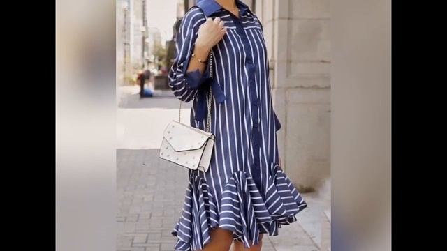 Полосатые платья-рубашки. Stripped shirt-dresses смотреть онлайн