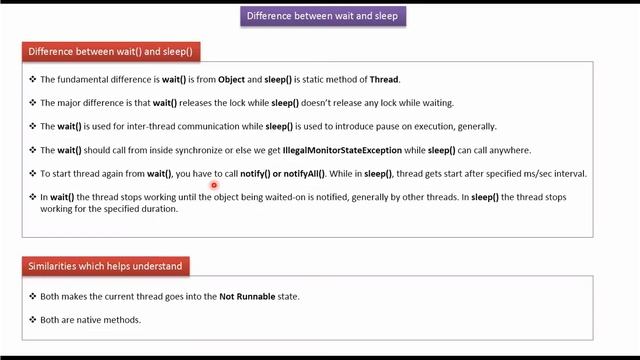 What is the difference between wait and sleep in java?_Version2? | Java Threads смотреть онлайн