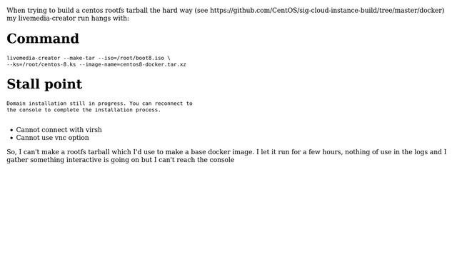 centos8 docker image and rootfs tarball construction blocked by user interaction смотреть онлайн