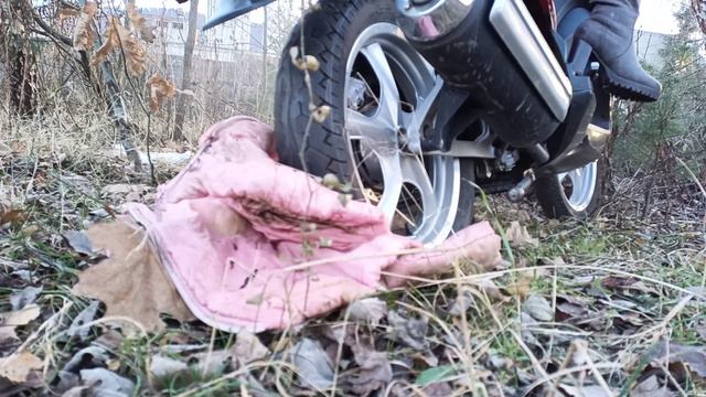 Girl Revving Scooter In Heels And Burnout On Old Jacket