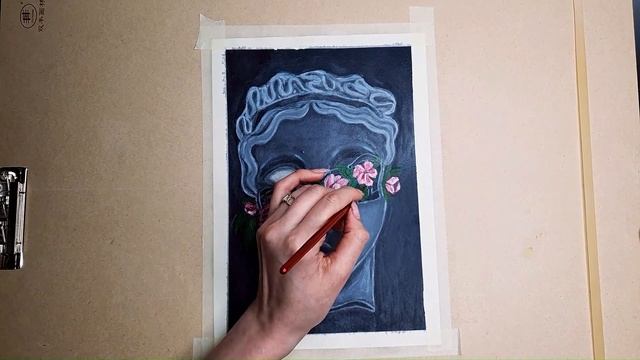 STATUE WITH FLOWERS /PAINTING ACRYLIC/ ART PROCESS / РИСУЕМ АКРИЛОМ/ СТАТУЯ С ЦВЕТАМИ смотреть онлайн