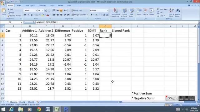 Wilcoxon Signed Rank Test in Excel смотреть онлайн