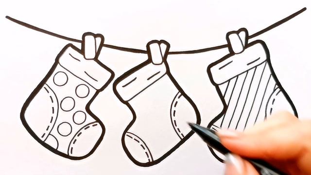 НОВОГОДНИЕ НОСКИ ДЛЯ ПОДАРКОВ ДЕДА МОРОЗА / раскраска / Нарисуй Ка смотреть онлайн