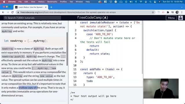 Use the Spread Operator on Arrays (Front End Development Libraries) freeCodeCamp tutorial смотреть онлайн