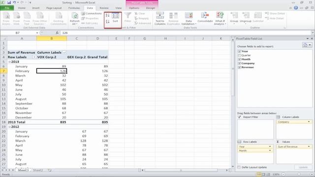 How to Sort data in a Pivot Table or Pivot Chart смотреть онлайн