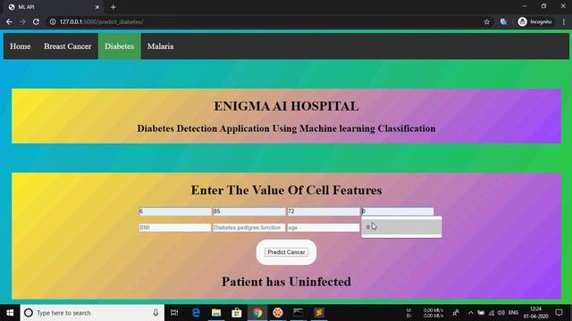 Python Machine Learning Flask Application Final Year Project Breast Cancer Diabetes malaria смотреть онлайн