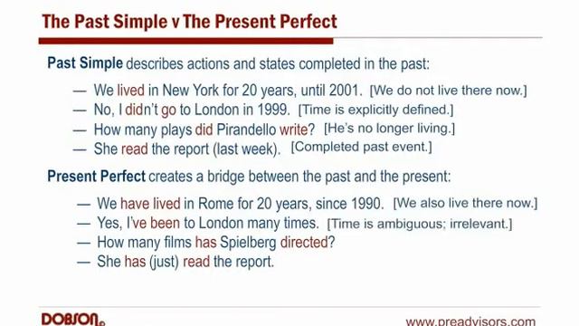 Past Simple v Present Perfect смотреть онлайн