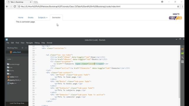 Tabs in Bootstrap - Bootstrap Tutorials for Beginners in Hindi or Urdu - Class 23 смотреть онлайн