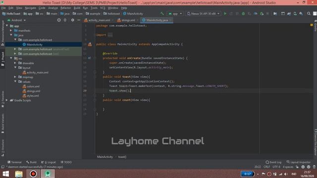 Membuat aplikasi Hello Toast di Android Studio - Android Studio #1 смотреть онлайн