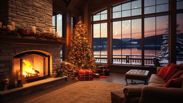 Winter Serenity | Snowfall And Fireplace Sounds For Relaxation And Sleep