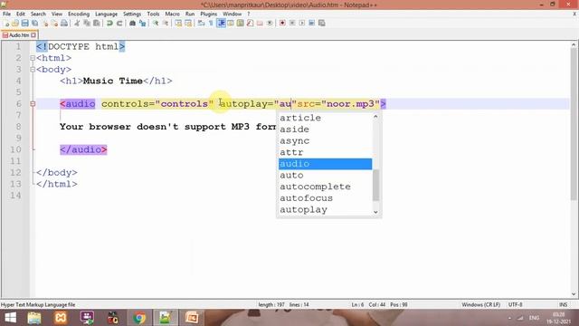 Set Audio in web Page, Controls , Loop, Src, Muted in HTML, Autoplay is not working in chrome html смотреть онлайн