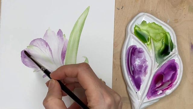Alstroemeria watercolor painting tutorial | Realistic flower painting смотреть онлайн