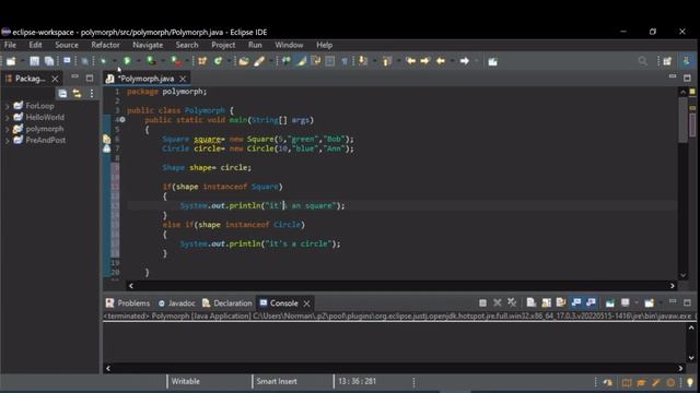 Java Basics: Polymorphism and InstanceOf operator смотреть онлайн