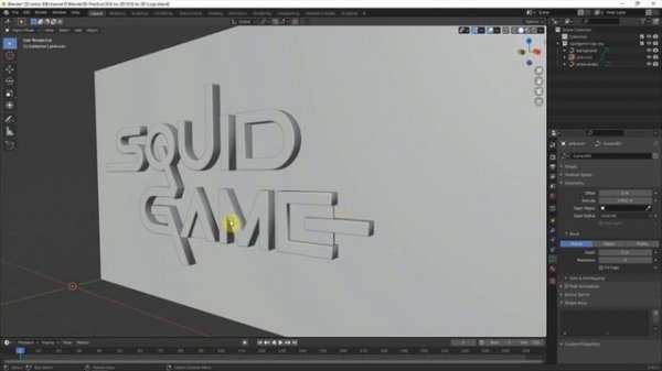 How to make Blender SVG logo to 3D Model - 2D to 3D Logo of Squid Game