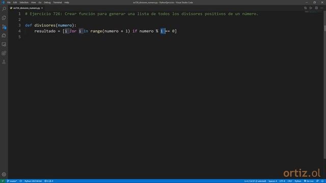 Python - Ejercicio 726: Crear Función para Generar Lista de Divisores de un Número смотреть онлайн