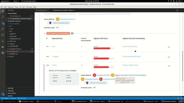Stack Analysis report in Red Hat CodeReady Dependency Analytics IDE extension смотреть онлайн
