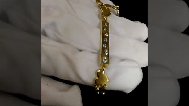 Женский браслет плетения Капля из жёлтого золота с топазами и личной гравировкой смотреть онлайн