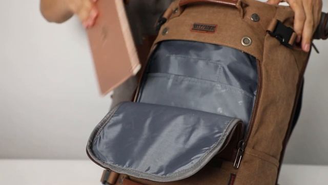 WITZMAN Large Multi-purpose Canvas Leather Travel backpack смотреть онлайн